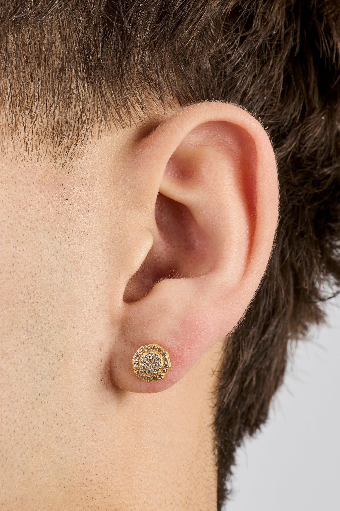 Iced Champagne Edge Stud Earrings - 8mm